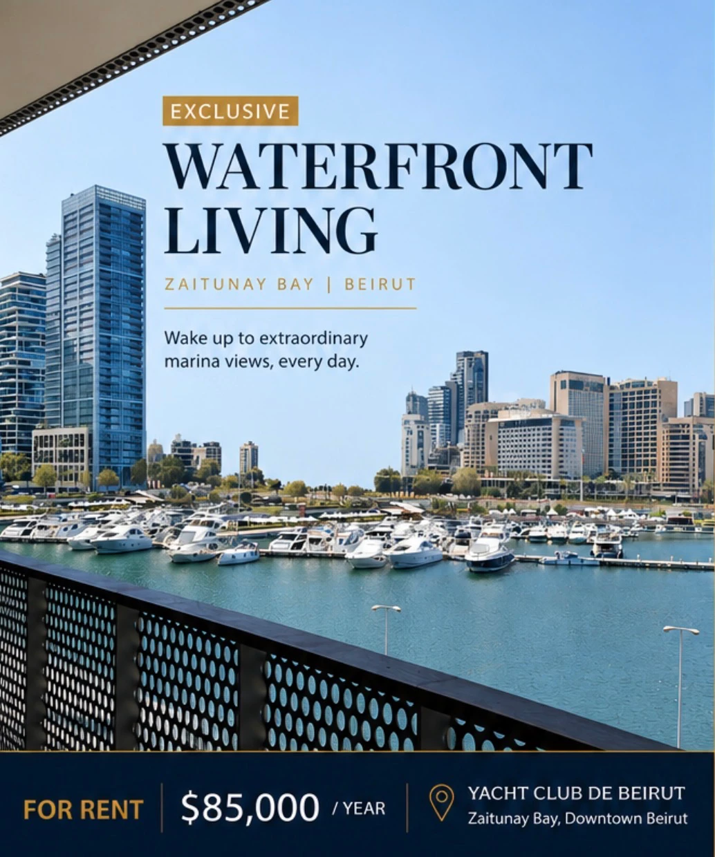 Waterfront Marina View apartment for rent